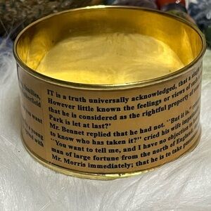 Pride And Prejudice Jane Austen Literary Quote Bangle Bracelet